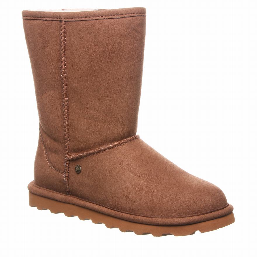 Bearpaw Elle Short Vegan Short Boots UK - Women's Boots Brown ||YODNTF-692||